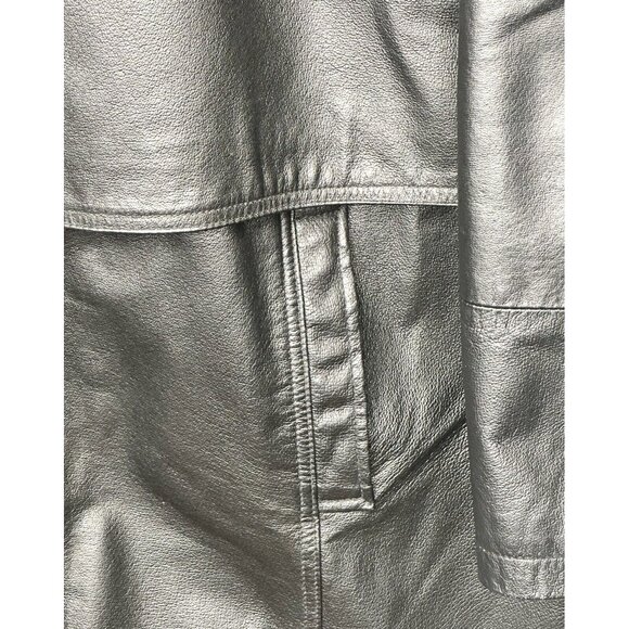 Sequence Womens Leather Jacket Lined Pockets Collar Full Zip Black Size 16 - Picture 11 of 16